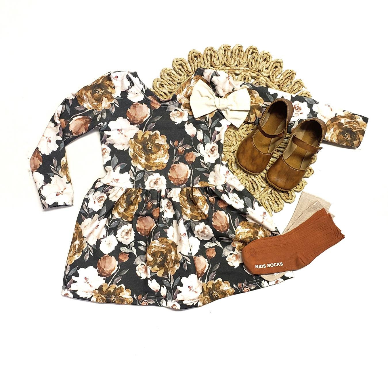 Autumn Floral Drop Waist Dress or Peplum