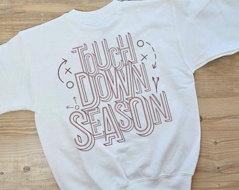 YOUTH and TODDLER Touchdown Season Football Themed Kids Sweatshirt or Tee.  Kids Sports Shirt. Customize Team.