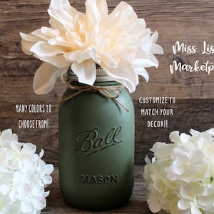 Painted Mason Jars, Mason Jar, Mason Jar Decor, Farmhouse Decor, Rustic Home Decor, Country Chic Home Decor, Shabby Chic Home Decor, Decor