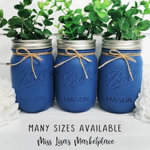 Set of 3 Painted Mason Jars, Mason Jar Centerpiece, Painted Mason Jars, Mason Jar, Mason Jars, Wedding Centerpiece, Rustic Wedding Decor
