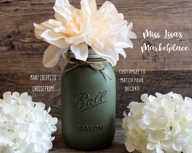 Painted Mason Jars Mason Jar Mason Jar Decor Farmhouse Etsy