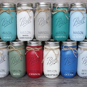 Set of 5 Painted Mason Jars, Mason Jar Centerpiece, Painted Mason Jar, Mason Jar, Rustic Wedding Decor, Farmhouse Decor, Wedding Centerpiece Bild 5