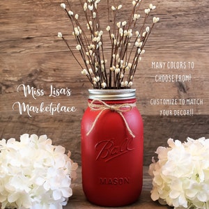 Mason Jar Centerpiece, Painted Mason Jar, Mason Jar Decor, Mason Jar,  Wedding Centerpiece, Farmhouse Decor, Wedding Table Decor, Mason Jars