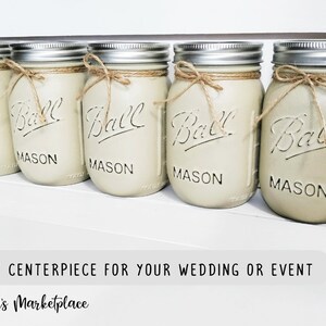 Set of 5 Painted Mason Jars, Mason Jar Centerpiece, Painted Mason Jar, Mason Jar, Rustic Wedding Decor, Farmhouse Decor, Wedding Centerpiece Bild 4