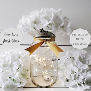 Mason Jar Centerpiece, LED Lights, Mason Jars, Mason Jar, Lanterns, Mason Jar Decor, Farmhouse Decor, Lit Mason Jars, Fairy Light Jars