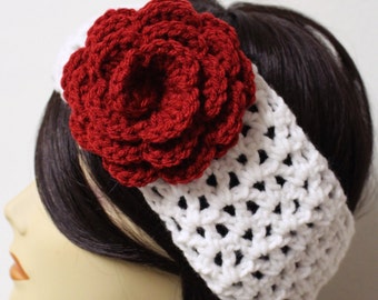 Rose Vine HeadBand_Winter Ear Warmer_Crochet Ear Warmer