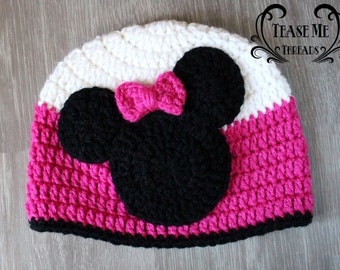 Minnie Mouse Inspired Silhouette Crochet Hat _ Minnie birthday hat