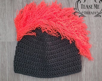 Queen Barb Crochet Hat _ Mohawk Hat _ Trolls Hat