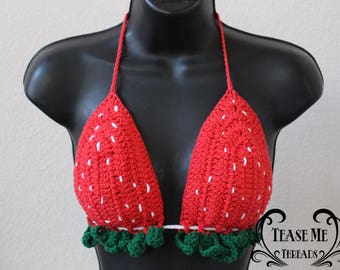 Strawberry Crochet Bikini Top