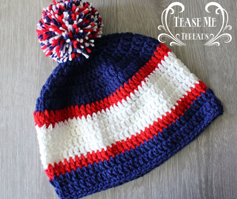 patriots crochet hat