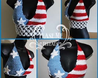 American Flag Crochet Top 4th of July Inspired