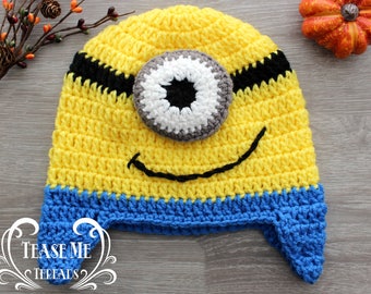 Minions Crochet Hat. Despicable Me Halloween Costume Hat