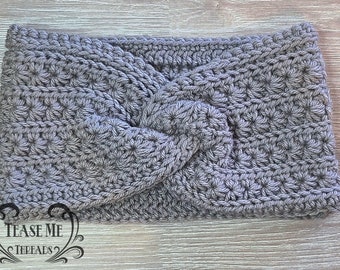 Twisted Crochet Earwarmer _Adult Winter Crochet Gift _ Warm Headband