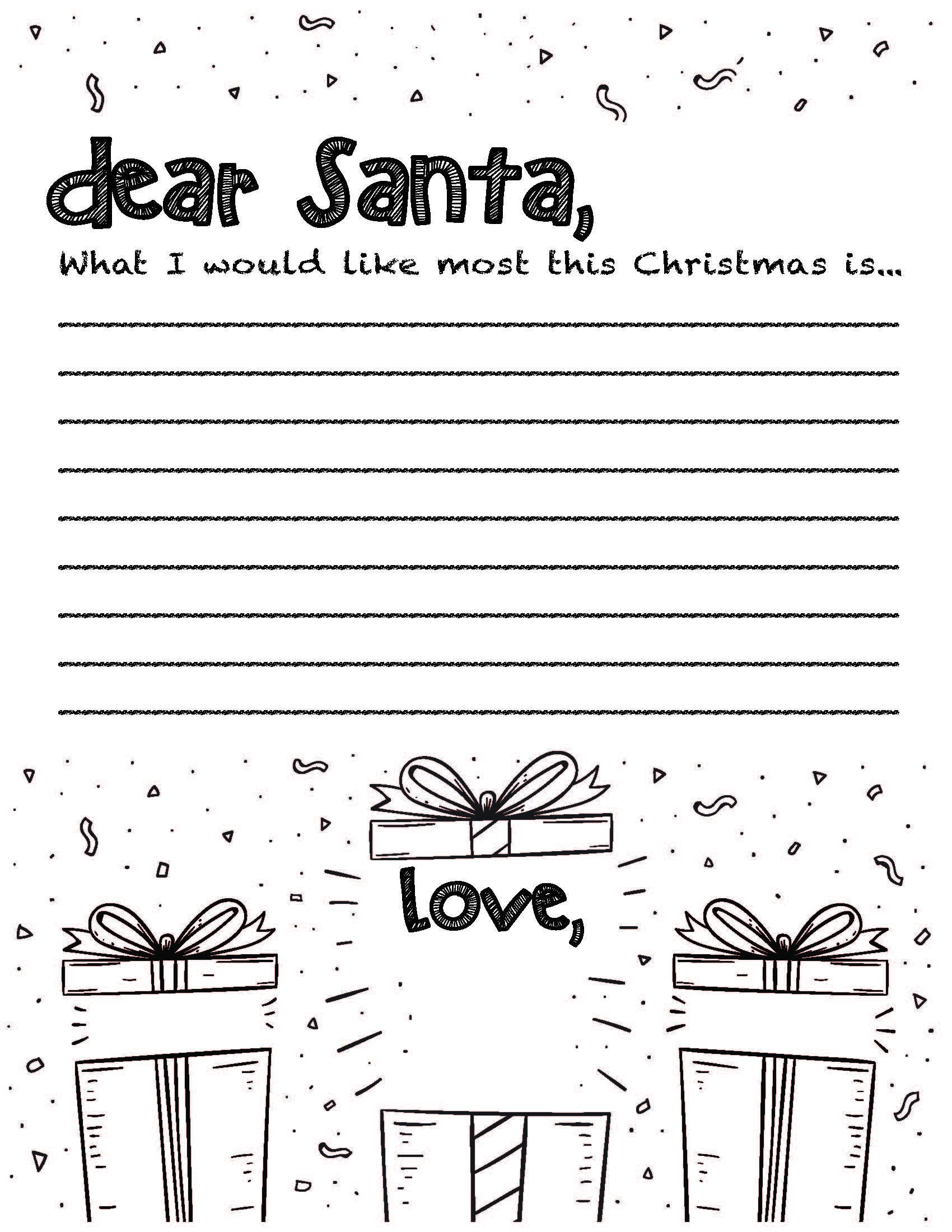 Coloring Page // Dear Santa Letter // Santa Wish List // | Etsy