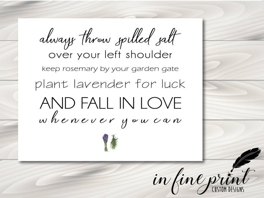 Downloadable Print Always Throw Spilled Salt... Practical Etsy