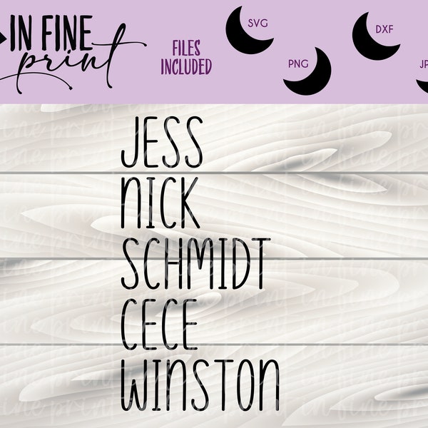 New Girl Names // Jess Nick Schmidt Cece Winston // New Girl Family Names