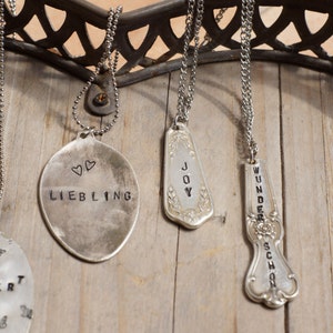 Hand stamped spoon pendant image 2