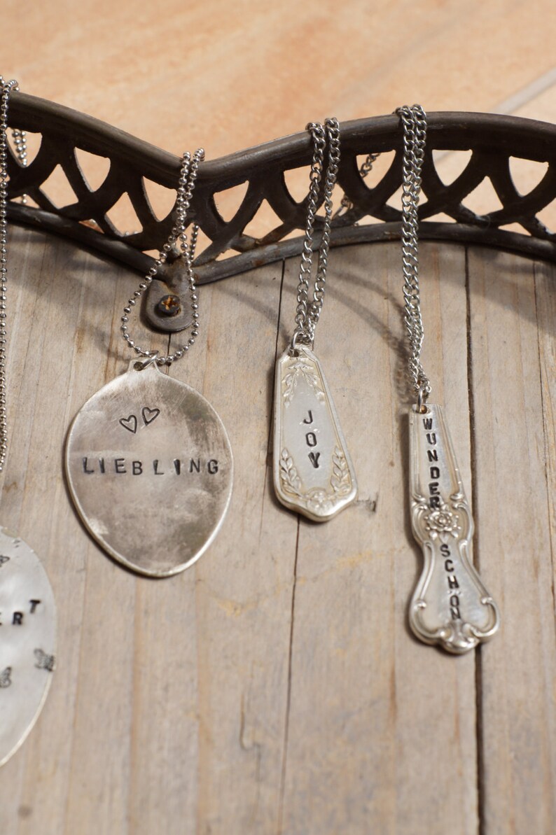 Hand stamped spoon pendant image 2