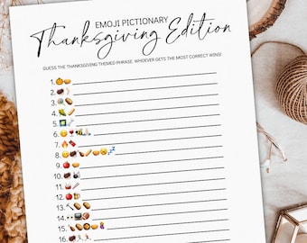 Thanksgiving Emoji Game, Family Thanksgiving Game, Friendsgiving Games, Printable Thanksgiving Games, Fall Emoji Game, Instant Download