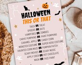Halloween This or That Printable, Kids Halloween Games, Halloween Games for Classroom, Halloween Party Kids Activity, Printable Halloween