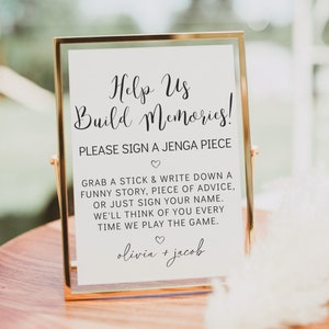 Jenga Guest Book Sign | Jenga Game Wedding Sign | Wedding Guest Book | Printable Sign | Editable Template