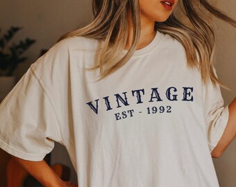 Vintage Birth Year Shirt, 30th Birthday Tee, 1992 Birth Year Number Shirt, Birthday Gift for Women, Personalized Birthday Gift