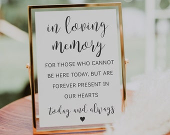 In Loving Memory Sign | Memorial Sign for Wedding | Printable Memorial Sign | Editable Template
