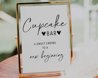 Cupcake Bar Sign Printable | Wedding Dessert Table Sign | Boho Minimalist Wedding Sign | Wedding Cupcake Sign