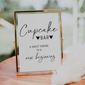 Cupcake Bar Sign Printable | Wedding Dessert Table Sign | Boho Minimalist Wedding Sign | Wedding Cupcake Sign