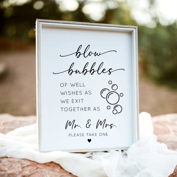 Wedding Send Off Sign, Bubble Send Off Wedding Sign, Newlywed Send off Sign, Modern Wedding Sign Printable, Editable Template DIY