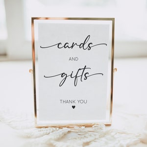 Modern Cards and Gifts Wedding Sign | Printable Wedding Sign | Minimalist Cards and Gifts Sign Template | Editable Template DIY