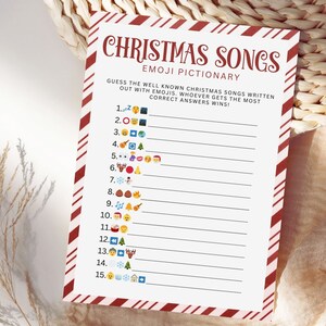 クリスマス絵文字ゲーム、クリスマスソング絵文字ピクショナリー、クリスマス印刷可能ゲーム、ホリデーゲーム、印刷可能なクリスマスゲーム、即時ダウンロード