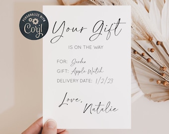 Vertraagde kerstcadeau afdrukbaar, minimalistische vertraagde cadeaubon, vertraagde verjaardagscadeaunotitie, laat aanwezige notitie, bewerkbare sjabloon