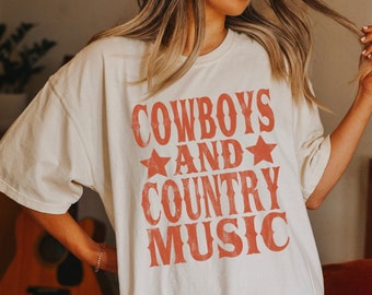 Cowboys and Country Music, Country Concert Shirt, Country Music T Shirt, Nashville Tee, Western Distressed Shirt, Comfort Colors
