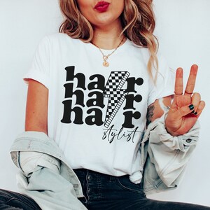 Gifts for Hair Stylist, Retro Hair Stylist Shirt, Gift for Hair Dresser, Cute Cosmetology Gift, Checker Hair Dresser Shirt, Cosmetology Tee