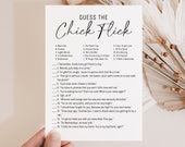 Modern Bridal Shower Game | Chick Flick Game | Rom Com Guessing Game | Bachelorette Party Game | Printable Bridal Shower Games