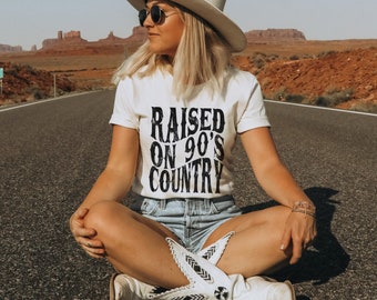 Raised on 90s Country Shirt, Vintage 90s Country Tee, Western TShirt, Country Music Lover Shirt, Country Concert Tee, Distressed