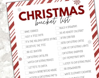 Christmas Bucket List Printable, Winter Bucket List Template, Christmas Activity Checklist, Family Fun To Do List, Holiday Printable