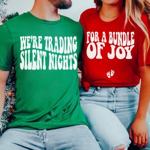 Christmas Pregnancy Announcement, Couples Christmas Pregnancy Announcement Shirts, Christmas Baby Reveal, Funny Holiday Baby Announcement