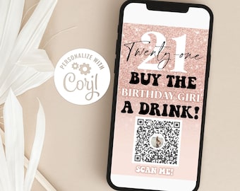 Koop het feestvarken een drankje-sjabloon | Verjaardag Venmo-sjabloon | Verjaardag Instagram-verhaalsjabloon