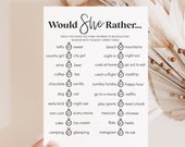 Would She Rather Bridal Shower Game | Modern Bridal Party Games | Printable Bridal and Bachelorette Games | Editable Template