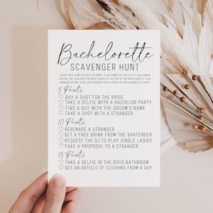 Bachelorette Party Scavenger Hunt Game Printable | Modern Bachelorette Games