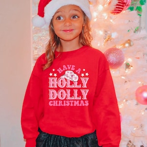 キッズ カントリー クリスマス スウェットシャツ ホリー ドリー クリスマス ウエスタン ナッシュビル 娘へのクリスマスプレゼント ユース クルーネック スウェットシャツ