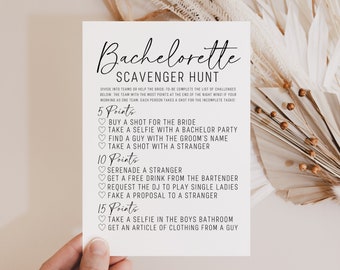 Bachelorette Party Scavenger Hunt Game Printable | Modern Bachelorette Games