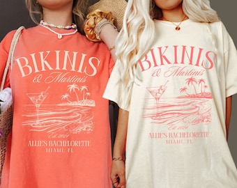 Beach Bachelorette Party Shirts, Bikinis and Martinis, Custom Bachelorette Shirts, Personalized Luxury Bachelorette, Social Club Bach