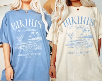 Beach Bachelorette Party Shirts, Bikinis and Martinis, Custom Bachelorette Shirts, Personalized Luxury Bachelorette, Social Club Bach