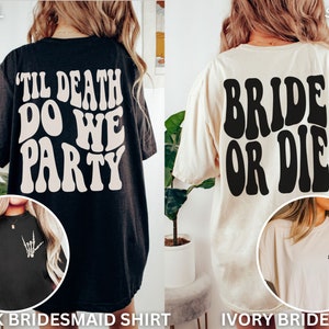 Halloween Bachelorette Shirts, Retro Spooky Bachelorette, Skeleton Bride Shirt, Bride or Die, Til Death Do We Party, Comfort Colors