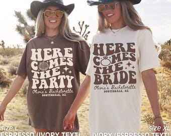 Bachelorette Party Shirts, Retro Groovy Here Comes the Bride, Retro Bachelorette, Custom Bachelorette Tees, Bridal Party, Comfort Colors