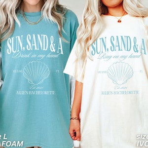 Beach Bachelorette Party Shirts, Sun Sand and a Ring on My Hand, Custom Bachelorette Shirts, Personalized Luxury Bachelorette, Beach Bride