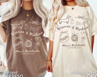 Weenies and Martinis Bachelorette Party Shirts Funny Bachelorette TShirts Hot Dog Bridal Party Tees Comfort Colors